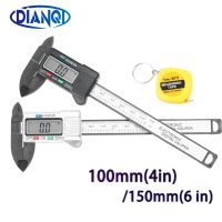 [QQL Hardware Tools] 100/150Mm 4/6 Inch LCD อิเล็กทรอนิกส์ดิจิตอลคาร์บอนไฟเบอร์ไมโครมิเตอร์หัวเลื่อนเวอร์เนียคาลิปเปอร์เครื่องมือวัดสายวัด1M