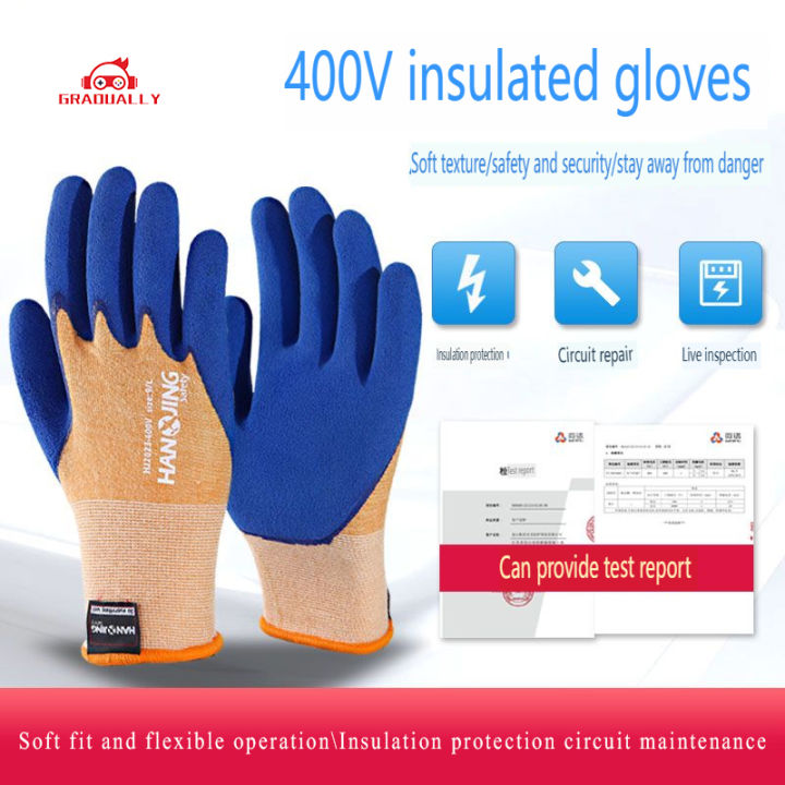 1Pair Electrician Work Gloves Protective Tool 400v Insulating