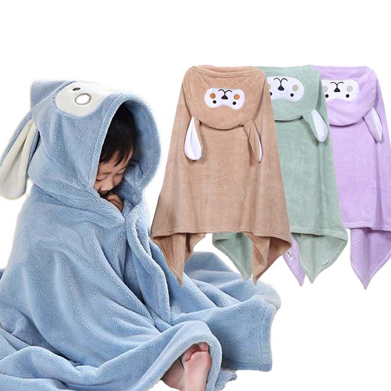 Baby Bath Towels Boys Girls Cleaning Hooded Bath Robes 70-140 cm 