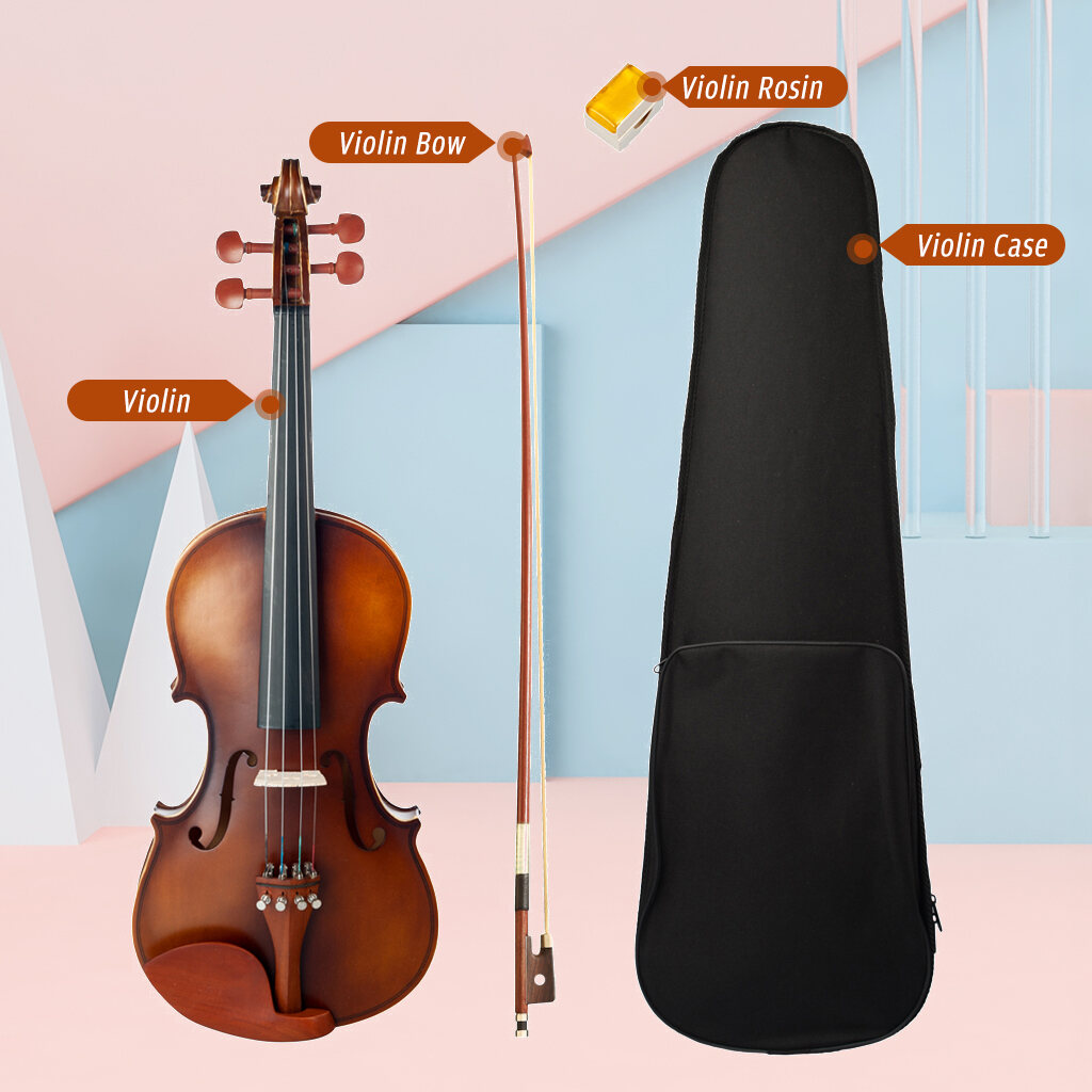 Acoustic Violin Fiddle 3/4 with Bow Rosin Carry Case for Beginner Adult Boys Girls Children 