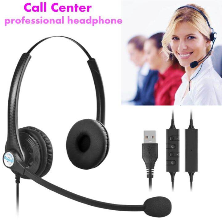 Call Center Wired Headset With Microphone Telephone Operator Headphone