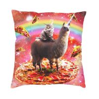 Space Cat Riding Llama Unicorn Pillow Case Home Decoration 3D Printing Interesting Pizza Pillow Case Living Room Double Sided  (Double sided printing design for pillow)