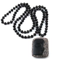 ZZOOI Fashion Bohemian Tribal Jewelry Long Knotted Handmake Paved buddha face Pendant  Necklaces Women Ethnic Necklace