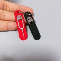 1pcs Silicone SIM Card Fetchers Portable Keychain Mobile Phone Tablet Stainless Steel Removal Needle Thimble Anti-lost Keyring SIM Tools