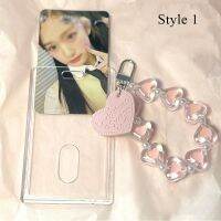 Cute Crystal Love Heart Photocard Holder Kpop 3inch Photo Card Holder Transparent Photo Display Bus Card Protective Case Pendant