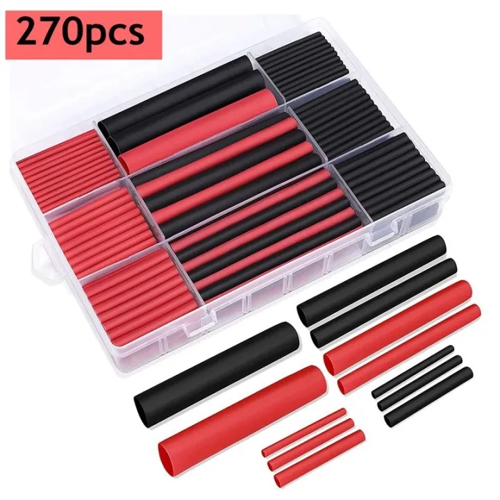 270pcs/box Heat Shrink Tubing Shrink Ratio Dual Wall Adhesive Lined Tube Kit Shrinkable Tube
