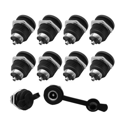 5Pcs 5.5 x 2.1 mm DC Power Socket Connector With Nuts 2.1*5.5mm Female Panel Mount Adapter DC-022D Black  Wires Leads Adapters