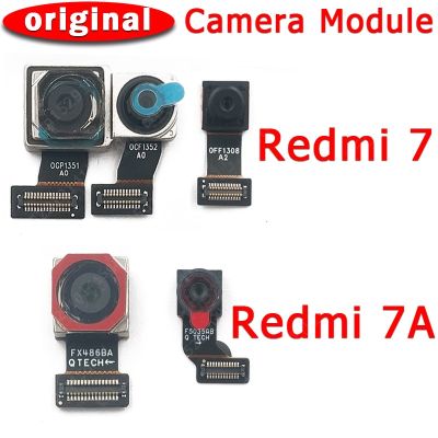 กล้องด้านหลังด้านหน้าและด้านหลังของแท้สำหรับ Redmi 7 7A อะไหล่เปลี่ยนสายเคเบิลงอได้หลักหันหน้าไปทางด้านหน้าโมดูลกล้อง