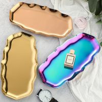 Korean Style INS Wind Stainless Steel Jewelry Tray Desktop Storage Plate Cosmetics Jewelry Plate Metal Tray Wholesale