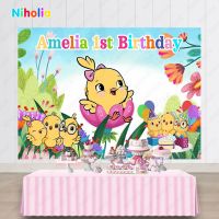 NIHOLIA Canticos Photography Backdrop Kids Birthday Party Little Chicken Elephant Photo Background Vinyl Decoration Banner