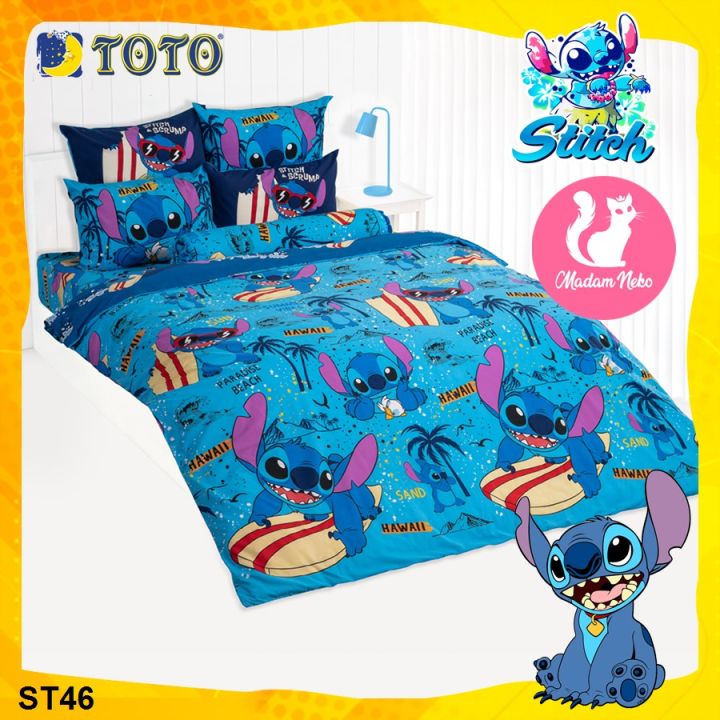toto-ผ้าปูที่นอน-ไม่รวมผ้านวม-สติช-stitch-st46-เลือกขนาดเตียง-3-5ฟุต-5ฟุต-6ฟุต-โตโต้-เครื่องนอน-ชุดผ้าปู-ผ้าปูเตียง