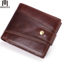 MISFITS cowhide men short wallet brand fashion purse with coin pocket 100 genuine leather credit card holder money bag for male