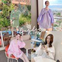 ขาว/เขียว/ชม/ม่วง SLYQ ? GARDEN TIE BOW COTTON DRESS เดรสสั้นผ้าคอตตอนแขนพองผูกโบว์