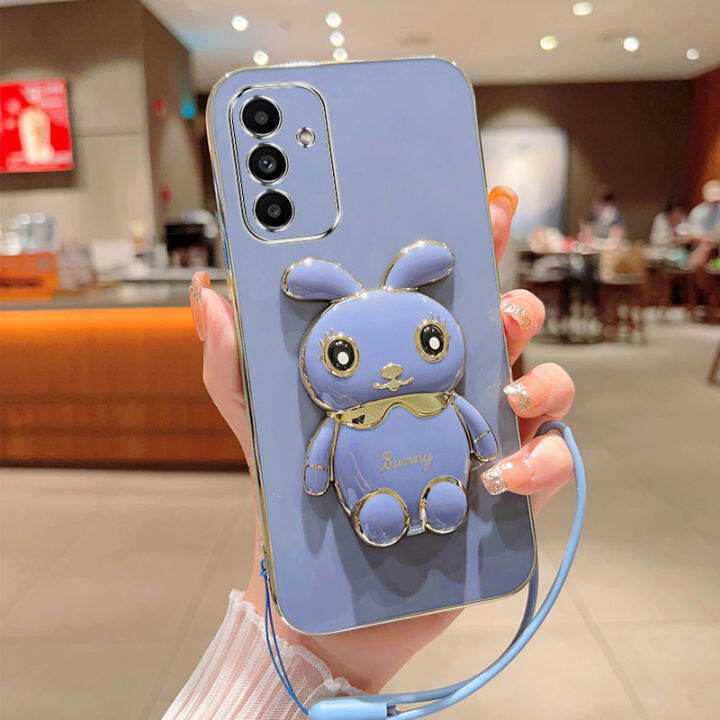 ybd-เคสกระต่ายน่ารักสำหรับ-samsung-a14-a34-a54-a13-m23-f23-m52-5g-ที่ยึดการ์ตูนเคสโทรศัพท์แบบสามมิติฟรีสายคล้องเคสซิลิโคนแบบนิ่ม