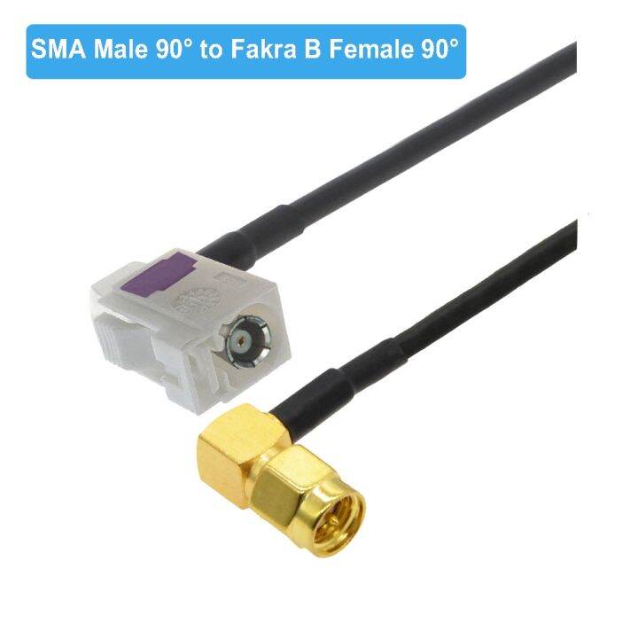 elbow-right-angle-sma-male-to-fakra-b-male-female-white-ral-9001-connector-rg174-cable-radio-antenna-extension-cord-rf-pigtail