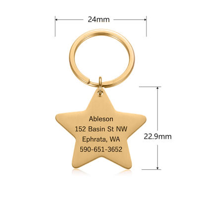 Mini-World Customized Star Pendant Carved Pet Cats Name ID Tags Stainless Steel Pet Supplies Collar Put Lost Accessories