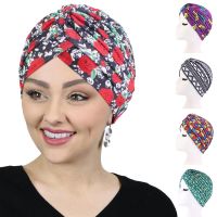 【YF】 Women Muslim Bohemian Style Hijab Cap Satin Linned Print Twist Turban Chemo Bonnet Head Wrap Bandanas Lady Hair Hats Beanie