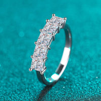 NeeTim เต็ม D สีเจ้าหญิงตัด Moissanite แหวนเพชรสำหรับผู้หญิง S925เงินสเตอร์ลิงแต่งงานหมั้นพรรควงแหวน