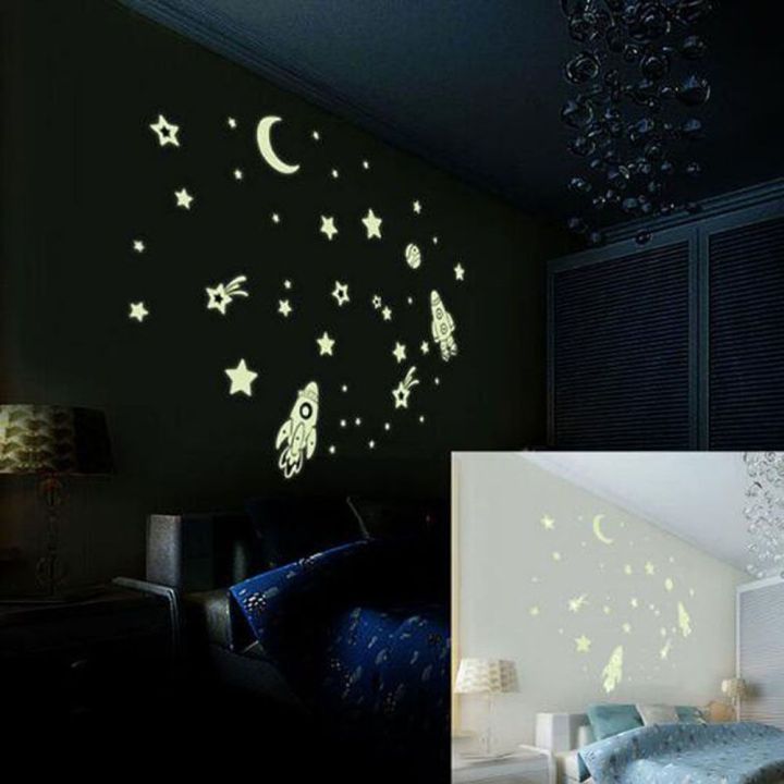 wallpaper-sticker-for-wall-wallpaper-dinding-wallpaper-xunjie-diy-luminous-home-decor-art-decal-kids-baby-room-glow-in-dark-space-stars-planet-rocket-wall-stickers