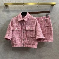 ♦❀๑ sdeifhruhvfu Jaquetas curtas de Tweed rosa para mulheres forro seda casaco elegante nova marca alta qualidade 2023 2023