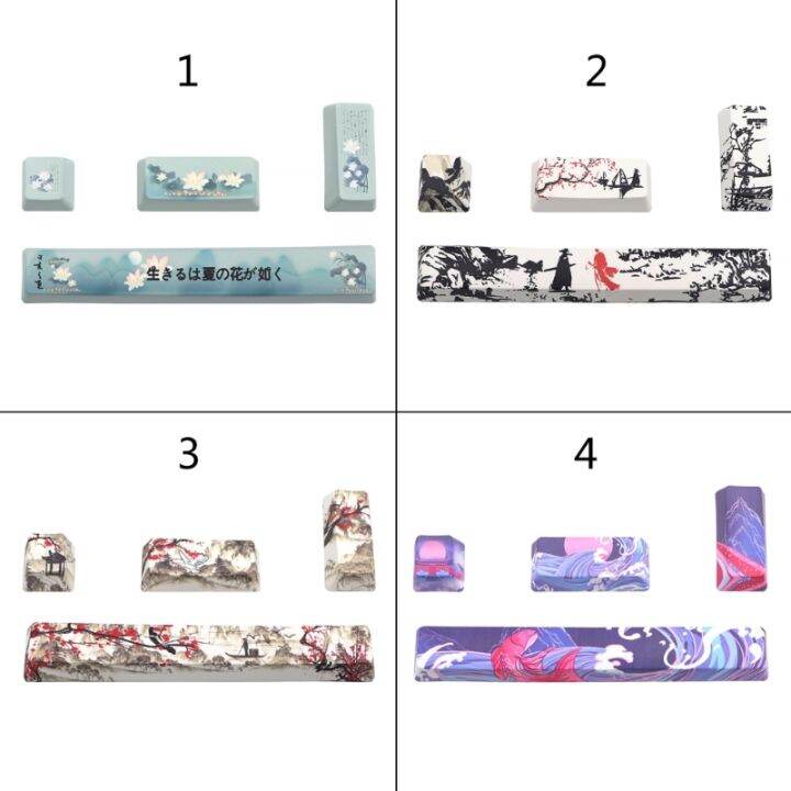 หนา-pbt-dye-sub-keycaps-ความร้อน-dye-sublimation-6-25u-space-enter-esc-keycaps-โปรไฟล์-oem-4ชิ้น-เซ็ต