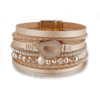 【CW】 Hot Magnetic Leather Woven Bangle Women 39;s Wholesale