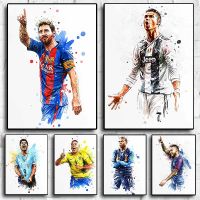 hyfvbujh﹍✒❒  Watercolor Soccer Wall Poster Room Painting Mural Pictures Print