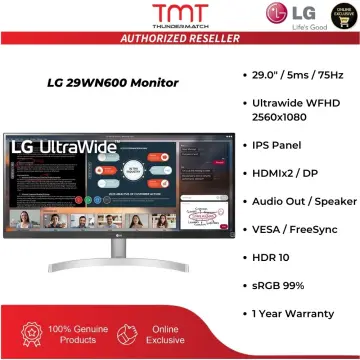 LG Monitor 29 UltraWide - WFHD, Panel IPS, 75Hz, FreeSync, HDR10 (21:9)  (29WQ600-W)