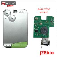 YIQIXIN ขอกุญแจสมาร์ทการ์ด2ปุ่ม Fob 433Mhz ชิป ID46 PCF7947รายการ Keyless สำหรับเรโนลต์ลากูน่าก้าว2001-2003-2006 J28bio