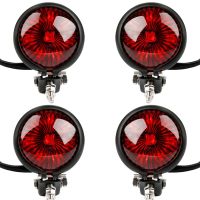 4X Red 12V LED Black Adjustable Cafe Racer Style Stop Tail Light Brake Rear Lamp Tail Light for Chopper Bobber