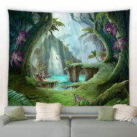 【cw】Landscape Tapestry Beautiful Psychedelic Forest Tropical Rainforest Large Wall Hanging Bedspread Beach Bedroom Art Decor Blanket ！