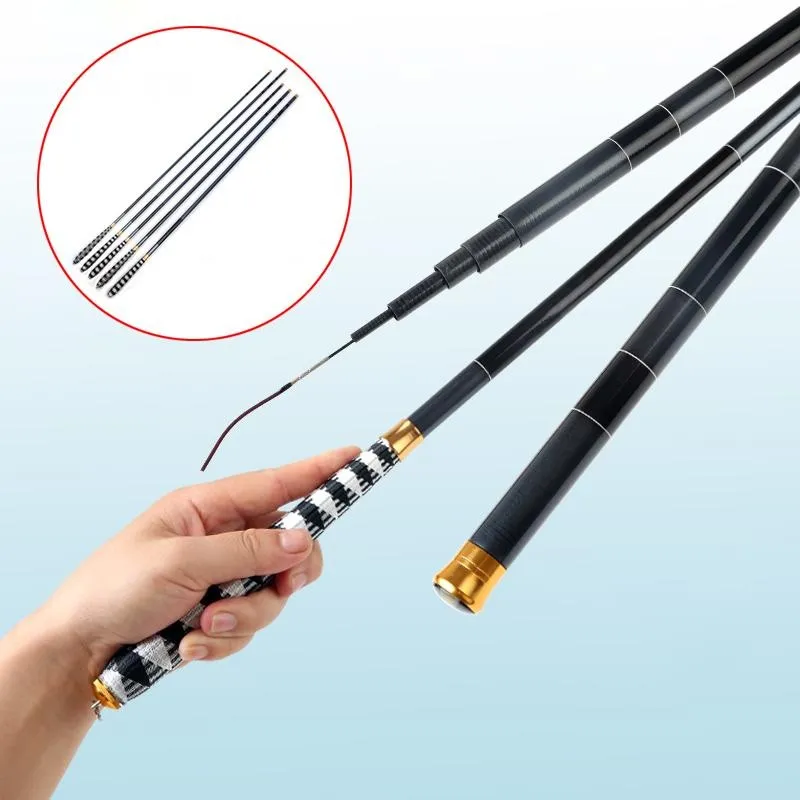 B-F Telescopic Carbon Fiber Super Hard Ultra Light Carp Fishing Rod  Hooks(7.2m)