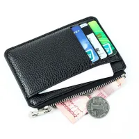 2022 New Soft Men Wallet Solid Color PU Zipper Card Holder Mini Short Coin Purse Wallets 1Pc Women Slim Card Case Business