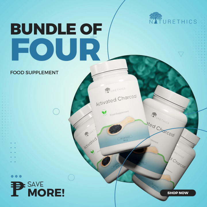 Naturethics Activated Charcoal Capsules Bundle of 4 Treat Severe