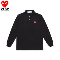 Comme Des Garcons ของแท้เสื้อผ้าโปโลแขนยาวผ้าฝ้ายบริสุทธิ์ผู้ชาย,เสื้อผ้าเสื้อโปโลผู้หญิงโปโลทรงหลวมเรียบง่ายนิ่มแฟชั่นผู้ชายผู้หญิง