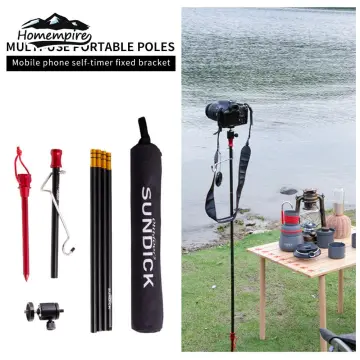 Outdoor Camping Hiking Aluminum Alloy Foldable Lamp Post Pole Portable  Fishing Hanging Light Fixing Stand Holder