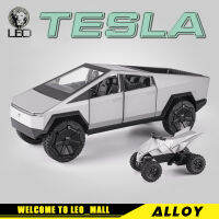 LEO 1:24 Tesla Pickup Free Motorbike Truck รถบรรทุก เลล่ารถมอเตอร์ไซด์รถปิคอัพรถปิคอัพรถมอเตอร์ไซด์รถยนต์รุ่นโลหะสำหรับเด็กผู้ชายเด็กยานพาหนะงานอดิเรก