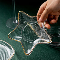 Creative Glass Salad Bowl Gold Edge Fruit Noodle Rice Bowl Crystal Starfish Conch Scalop Shaped Bowl Home Decoration Tableware