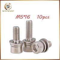 10 Pcs M5 16 Mm M5 x 16 Mm 304 Stainless Dalam Hex Bolt Hexagon Soket Mesin Cuci Sems Perakitan sekrup Kombinasi M5 Baut m5 Kuku