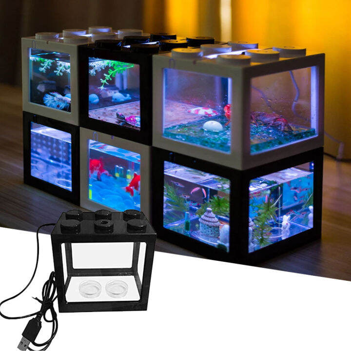 Mini Fish Tank001 LED Light Aquarium Decor USB Mini Betta Fish Tank