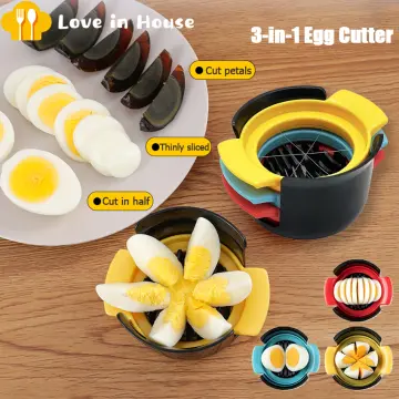 Egg Slicer Dicer For Hard Boiled Eggs Stainless Steel Blades Cutter Tool  With Rotating Base Multifunction Kitchen Creative Gadge - AliExpress