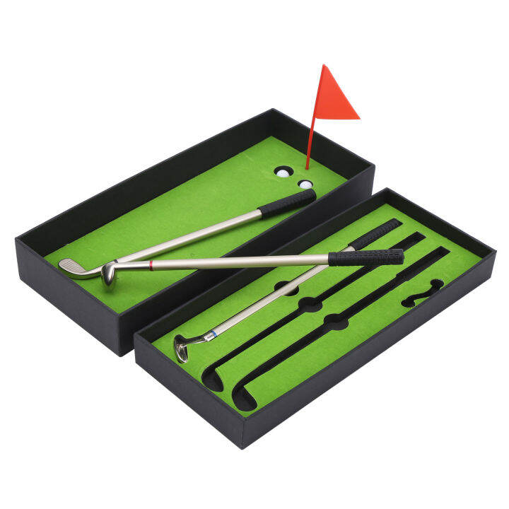 Mini Desk Games Box Green Driving Range with Golf Club Pens Balls Flag