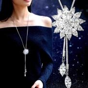 Ai Home Vòng Cổ Mặt Dây Chuyền Bông Tuyết Pha Lê Đính Hôn Pha Lê Kim Cương