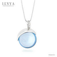 Lenya Jewelry  จี้ตัวเรือนเงินแท้ 925 ชุบทองขาว ประดับด้วย Blue Synthetic สีฟ้าสวยงาม สั่งเจียแบบพิเศษ ไม่เหมือนใคร