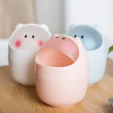 Kawaii Mini Trash Can Desktop Garbage Bin Home Office Rubbish Bin Cartoon  Cute Waste Dustbin Household Kids Room Decoration