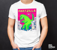 ?️ FARTZILLA ? เสื้อยืดพิมพ์ลายสีขาวแขนสั้น ผ้า Polyester 65% Cotton 35% สวมใส่สบายระบายอากาศได้ดี