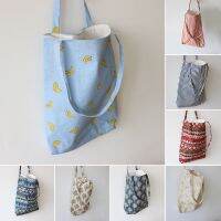 Handmade Tote Shoulder Bag Beach Satchel Sling Bags Travel Print Linen+Cotton