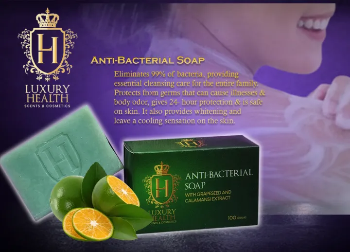 3 Boxes 100g Luxury Health AntiBacterial Soap With Grapeseed And