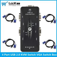 USB Lcckaa 2.0อุปกรณ์แบ่งจอ VGA 4พอร์ตเครื่องพิมพ์สวิตช์ Kvm เมาส์คีย์บอร์ด Pendrive Share Switcher 1920*1440สวิทช์ VGA กล่องอะแดปเตอร์