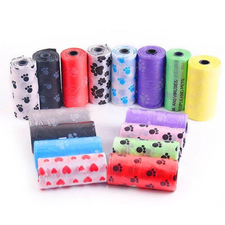 15pcs-roll-pet-trash-bag-dog-poop-bag-printed-pet-garbage-disposable-trash-bag